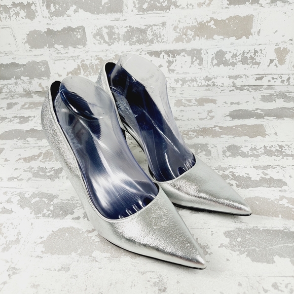 NEW Abound Iris D'orsay Pump In Silver Metallic Pointy Toe Heels X126 - Picture 4 of 16